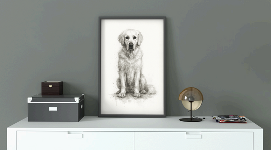 Retrato enmarcado de tu mascota – Póster mate 40×50 cm